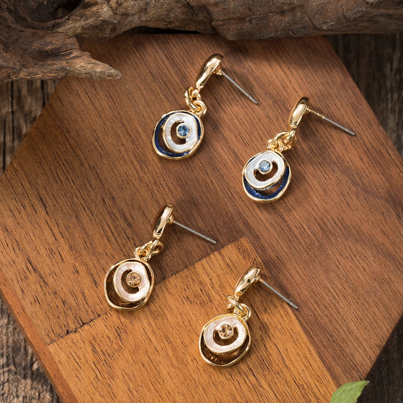 Fashion Evil Eye Drop Earrings For Women Accessories Blue White Enamel Rhinestone Dangle Earring Daily Party Jewelry Gift