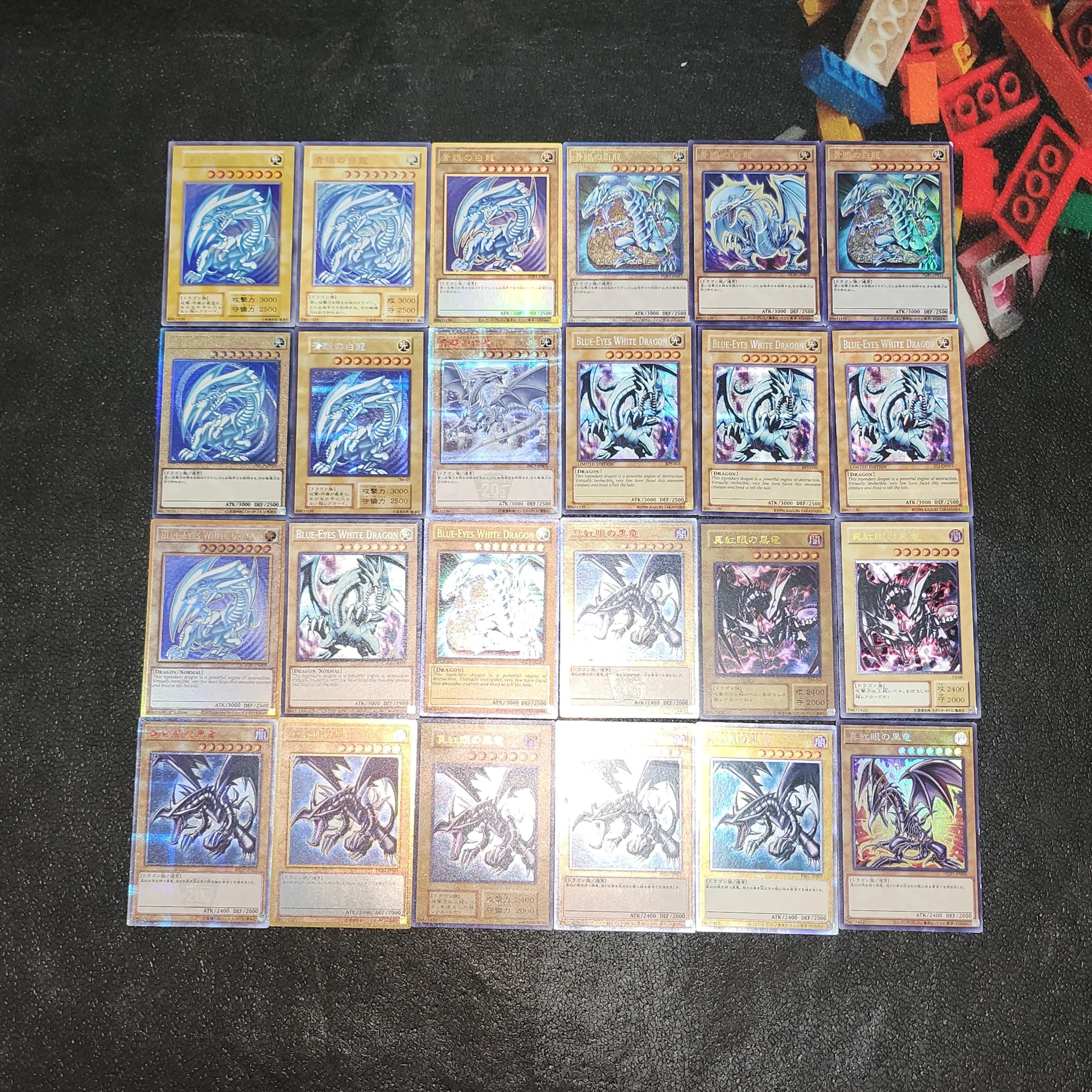 Yu-Gi-Oh-Cartes de jeu de dessin animé pour enfants, Dragon blanc, Yeux rouges, Dragon noir, Yeux bleus, Anime, Collection de jouets, Cadeau non