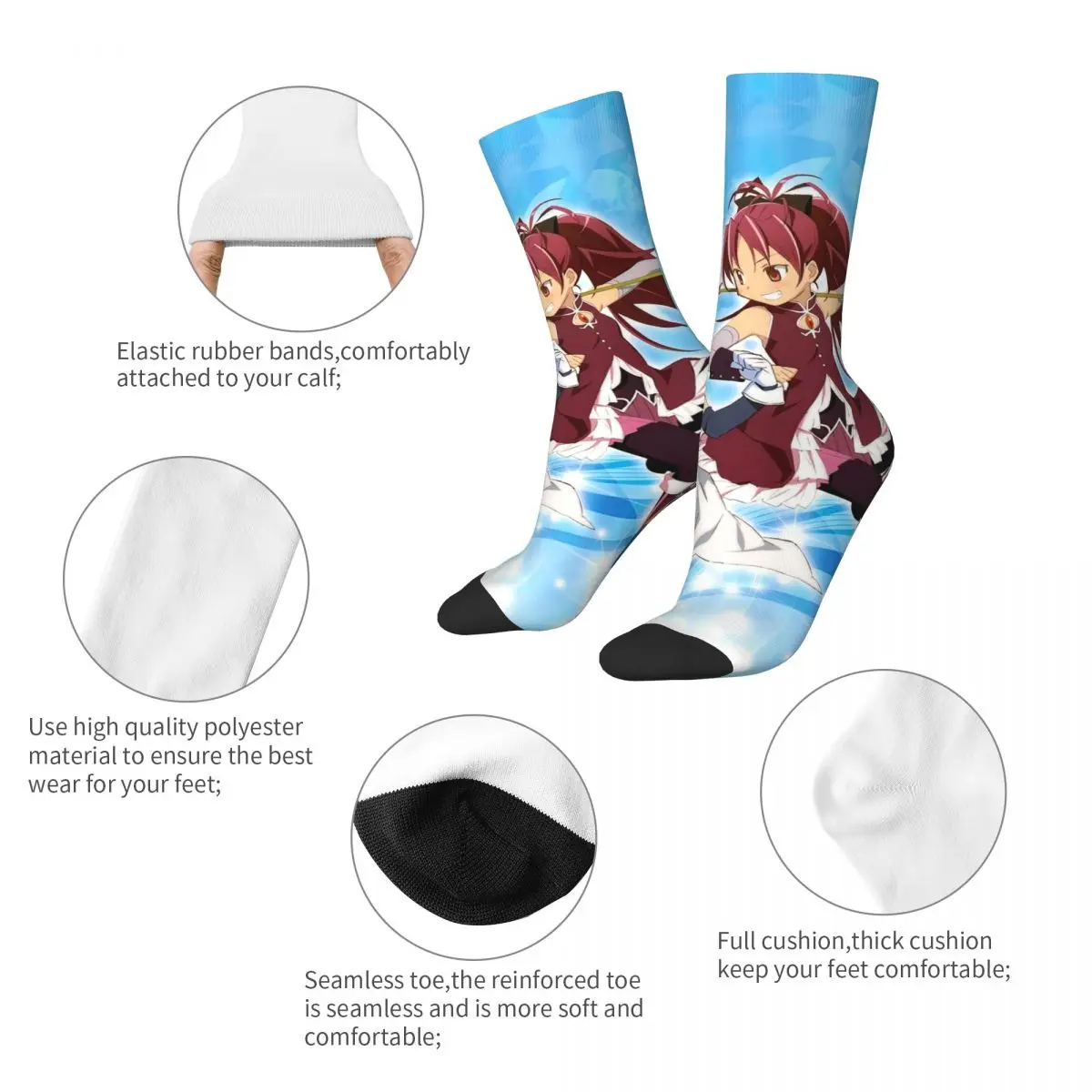 New Male Men Socks Hip Hop Kyouko Sakura Sayaka Miki Sock Puella Magi Madoka Magica Women Sock Spring Summer Autumn Winter