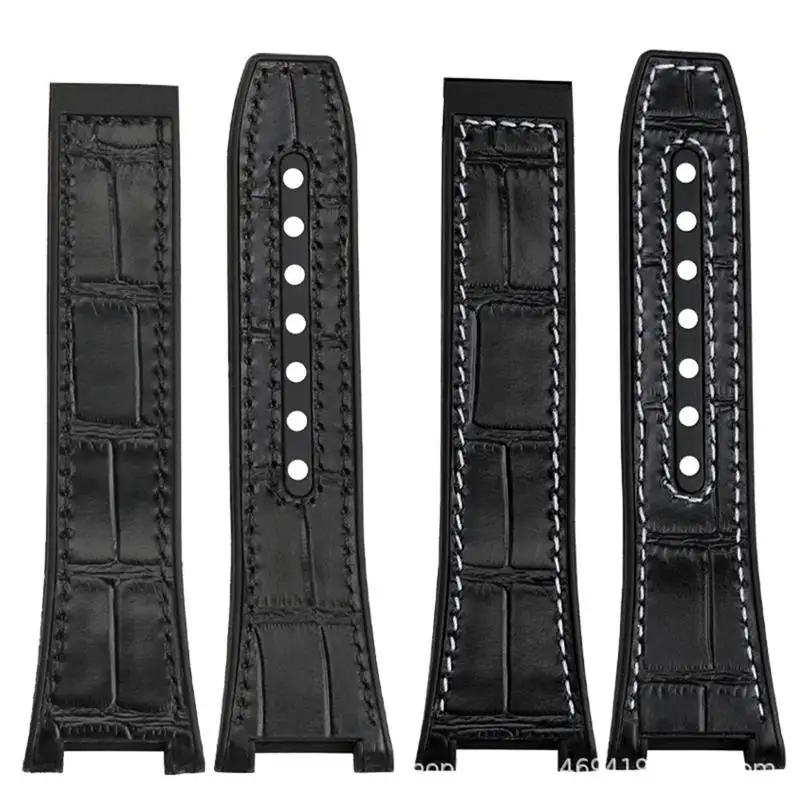 NFR For Omega Constellation Double Eagle Series Watchband Manhattan Rubber Cowhide Male Observatory Strap Notch 25-14mm