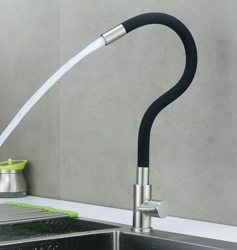 Colorful Kitchen Faucet Universal Single Cold Water Tap Rotating Flexible Neck Laundry Room Tap Dish Washing Basin Sink Faucet