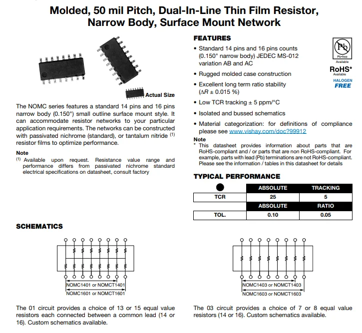 5PCS/LOT ORIGINAL NOMCT16031002AT5 NOMCT16031002AT1 NOMCT16031002A NOMCT 16P ISO 10K 0.1% Resistor networks and arrays