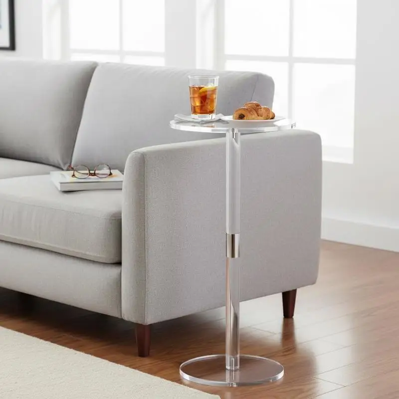 

Free Shipping-Lucite Pedestal Table 10 x 10 x 21.3 in For Living Room Bedroom Office, Modern Minimalist Design Transparent Cylin