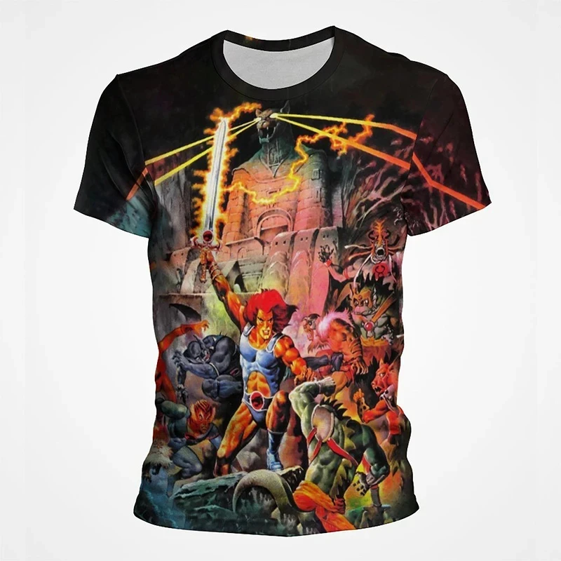 New Cartoon animation Thundercats t-shirt stampata 3D uomo y2k casual girocollo top popolare Harajuku t-shirt per bambini abbigliamento