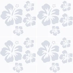 4 Sheets Hibiscus Flower Car Sticker White Hawaiian Stickers and Decals Reflective Stickers Waterproof Vinyl Automotive Exterior