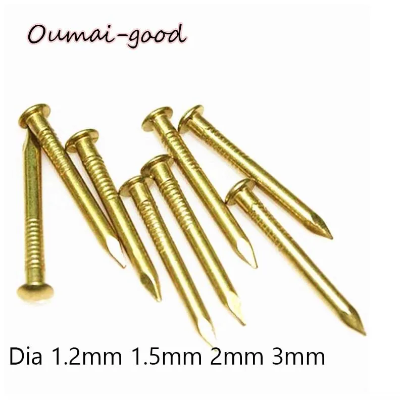 10-100pcs Dia 1.2mm 1.5mm 2mm 3mm Pure Copper Brass Small Mini Round Head Nail for Furniture Hinge Drum Jewelry Chest Box