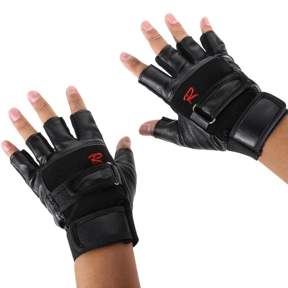 Black Leather Fingerless Gloves 1 Pair Driving Cycling Motorcycle Mittens Women Men Bicycle Riding Gloves Winter Breathable