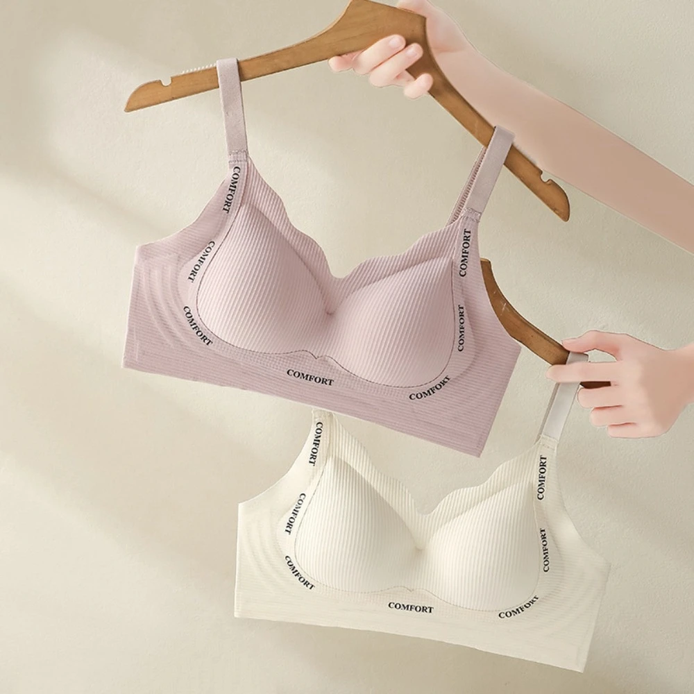 영문자 무선 딥 V 브라 밀착형 처짐방지 푸쉬업 속옷 란제리 조절가능 무봉제 브라 여성용