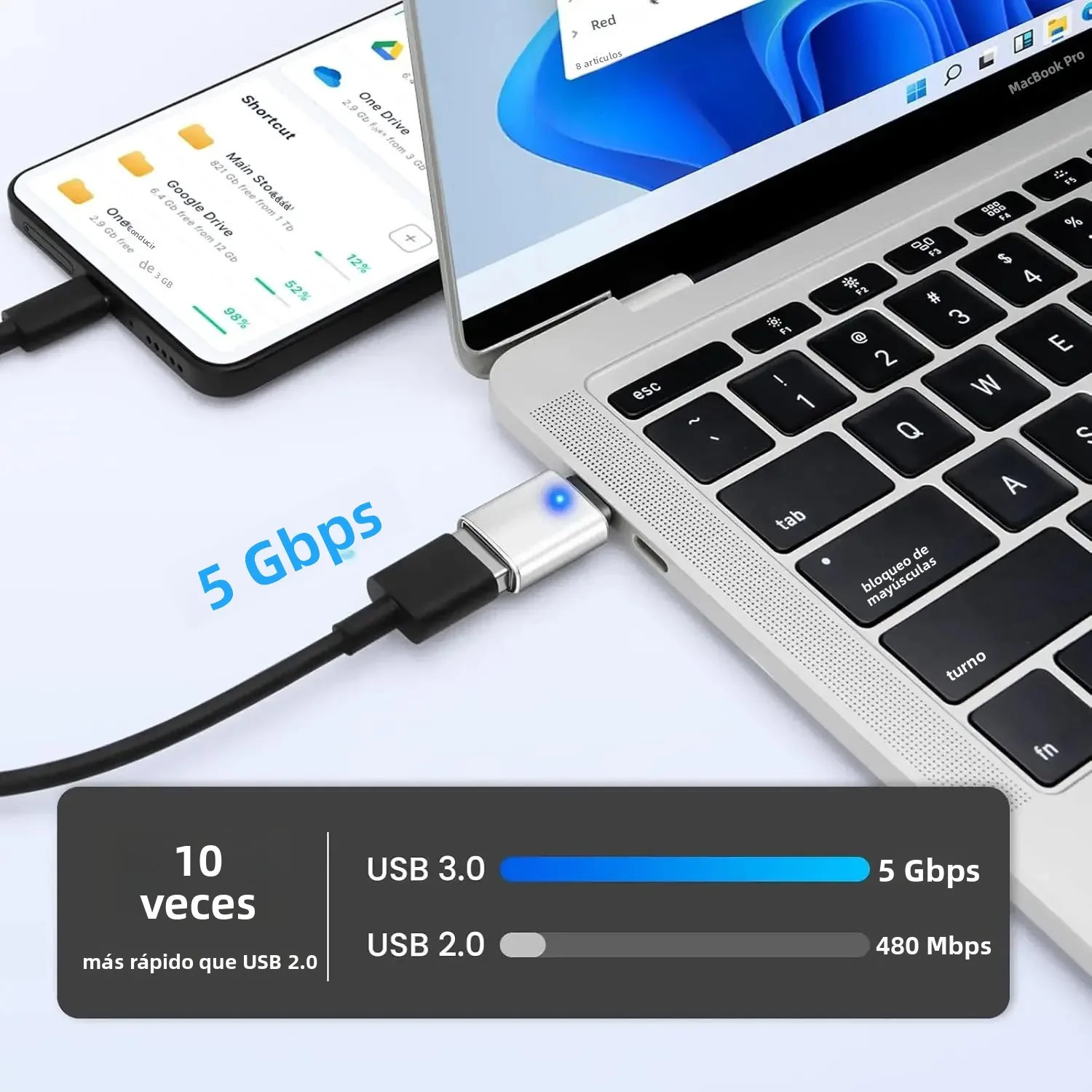 Adaptador USB 3,0 a tipo C, OTG a USB C, USB-A a Micro USB, conector hembra tipo C para adaptadores Samsung Xiaomi POCO
