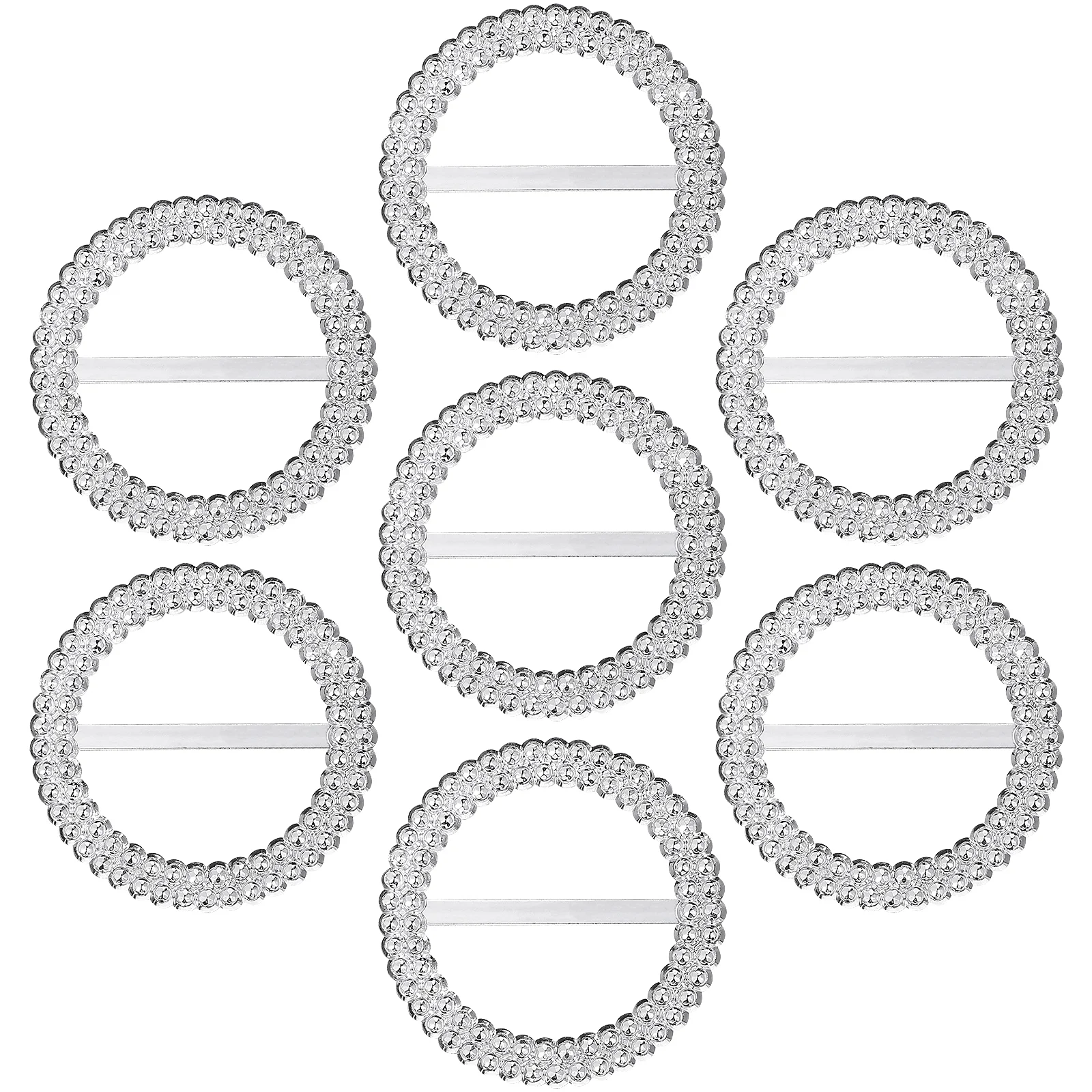 

50 Pcs Waist Belt Round Diamante Buckle Chair Sash Circle Craft Button Decor Ribbon Slider