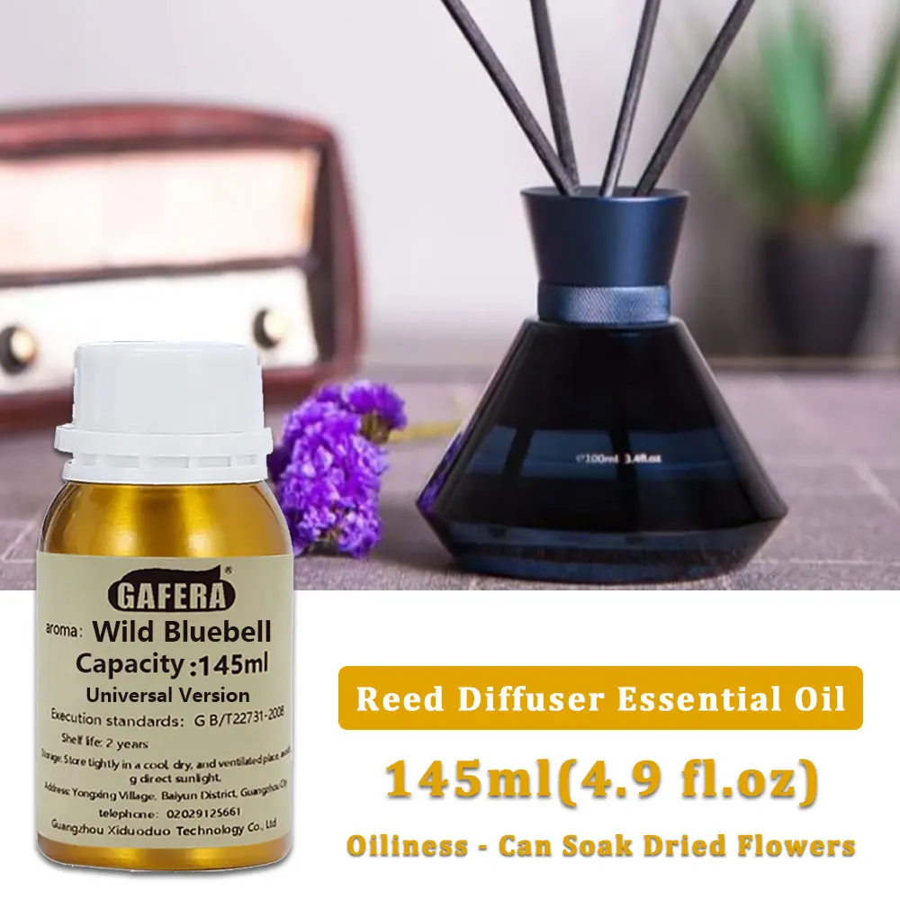 GAFERA 145ml (4.9 fl.oz) Wild Bluebell Hilton Ritz-Carlton Essential Oils - For Fireless Aromatherapy Supplement Liquid Perfume