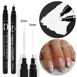 Silver Nail Graffiti Pen Chrome Mirror Effect Metallic Color Decoration Magic Pen Fast Dry Waterproof Manicure Drawing Tool #703