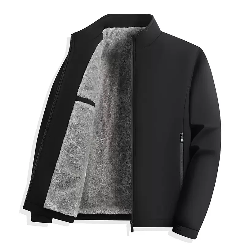 

Winter Fashion Solid Color Waterproof and Plush Thick Warm Jacket For Men's Casual Loose Sports High-Quality Plus Size Jacket