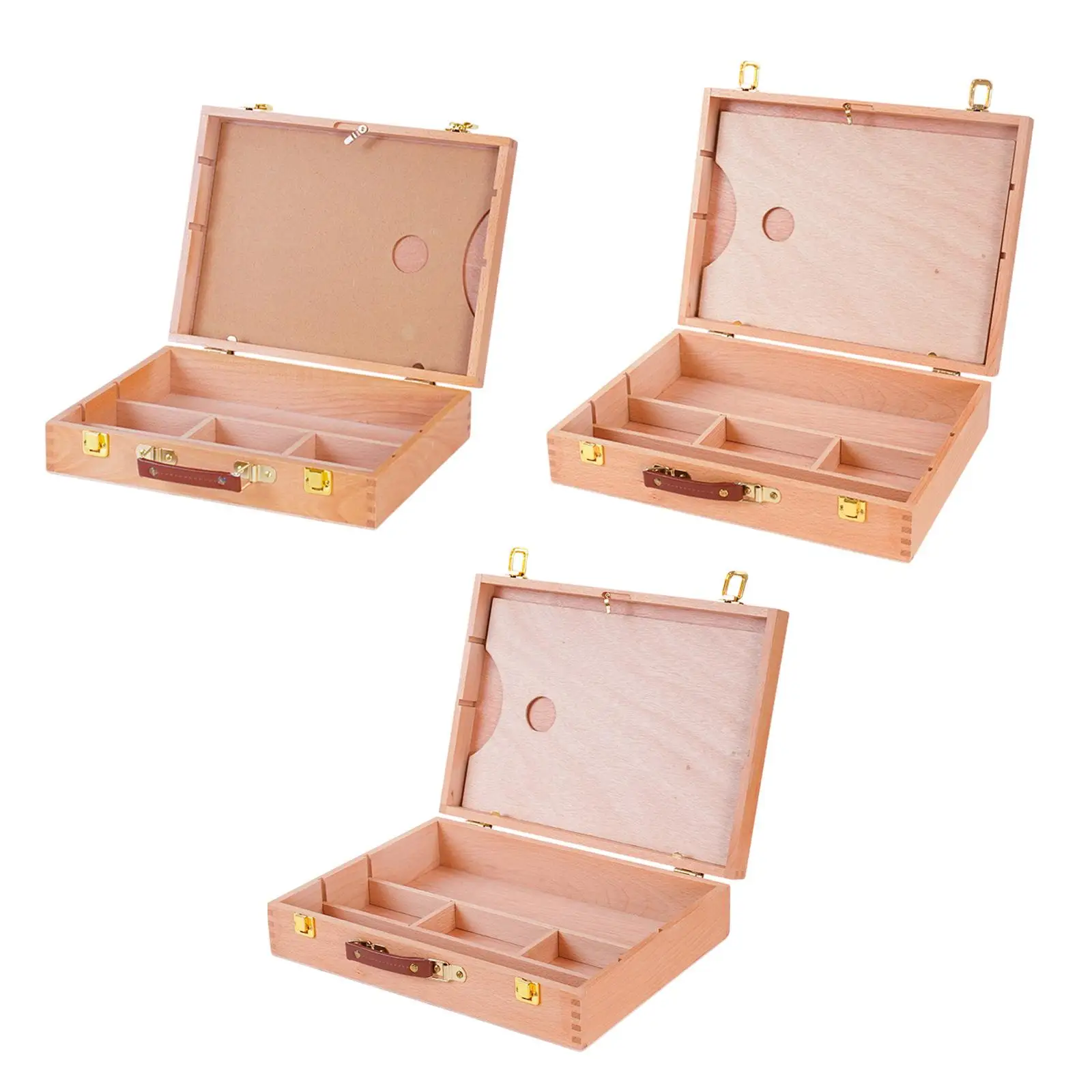 Artist Supply Box Case with Removable Compartments Table Sketchbox Wooden for Pencil Watercolor Pen Stamps Brushes Paints