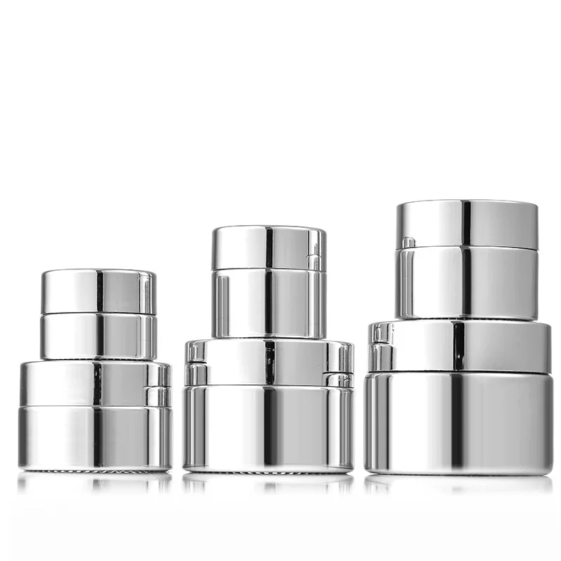 Silver Glass Cream Jar 5-50g Cosmetic Jar Face Cream Glass Bottle Cosmetic Container Makeup Container Empty Nail Glue Jar Travel
