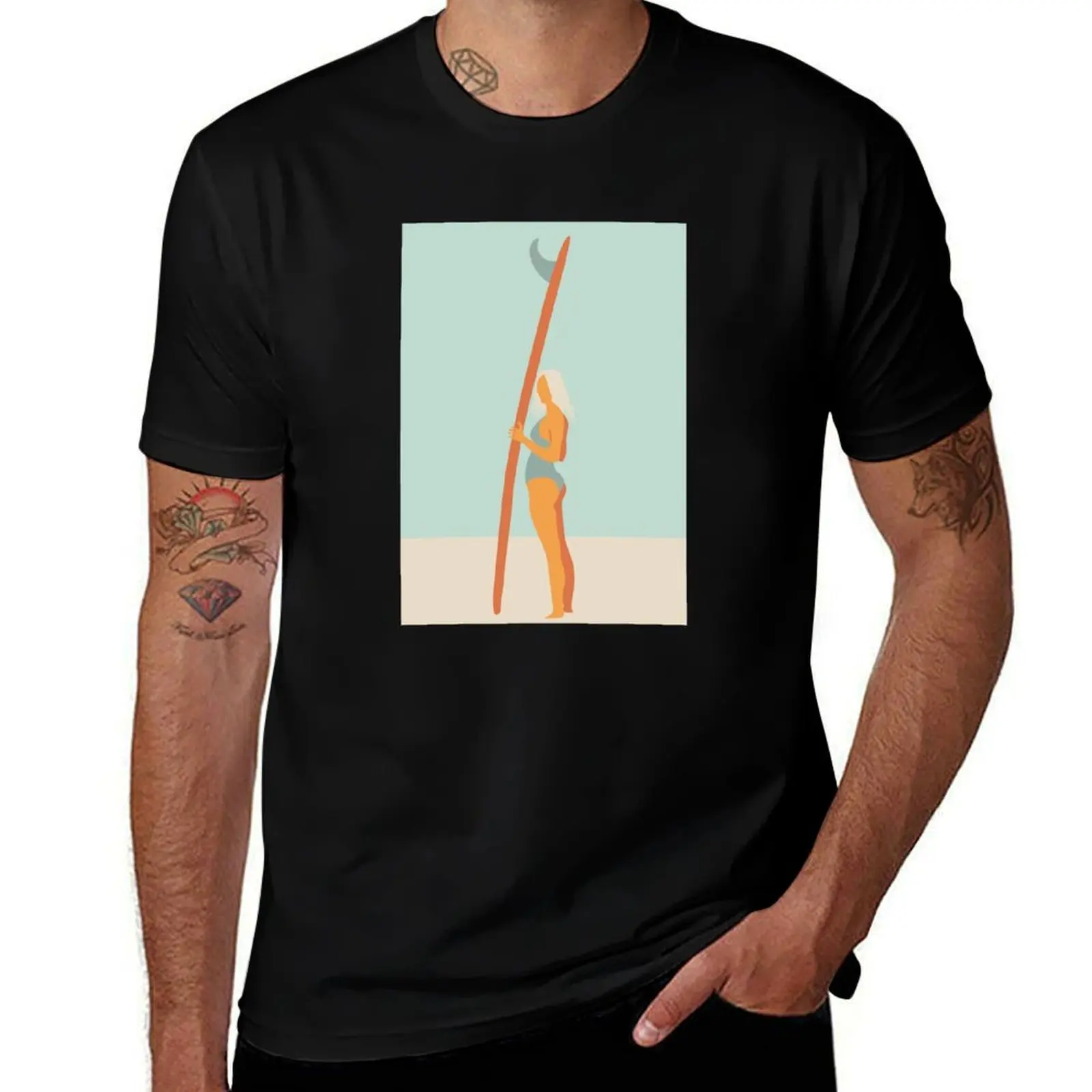 

SURF - ART - SURF POSTER - BEACH SUMMER SURFING SURF LIFE T-Shirt football t shirt oversized graphic tee Men's t-shirts