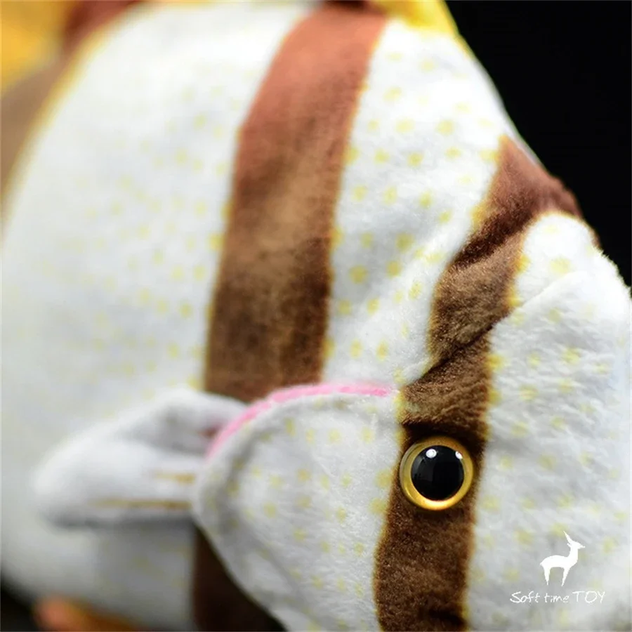 Lifelike Coralfish Stuffed Animal, Butterfly Fish Plush Toy, Realistic Angelfish Plushie, Tropical Fish Doll Gift Collectors