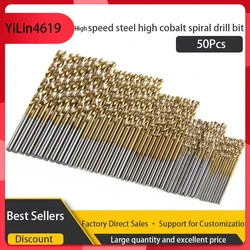 50Pcsof High-speed Steel Titanium Plated Straight Shank High Cobalt Spiral Drill Bits, Wood Plastic Drilling Sets, Diameter1-3mm