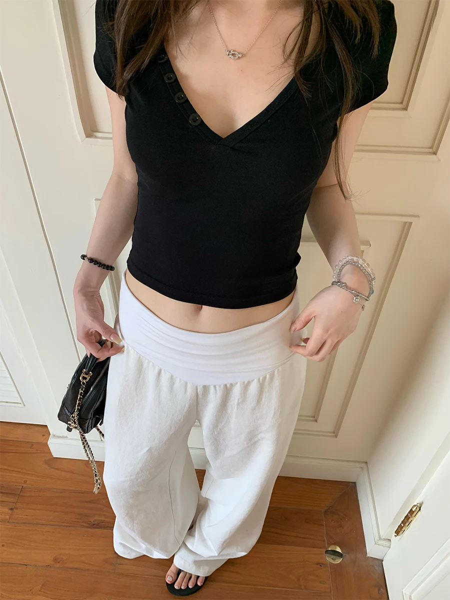 

Женские летние повседневные брюки Lazy Feelings: вязаные, с высокой талией, свободного кроя, в пол, изо льна, прямые штанины