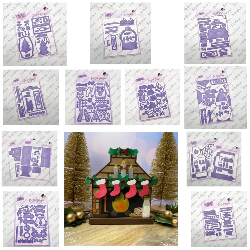 Dies Christmas Chimney Grandfather Winter Love Snow Metal CuttingSilicone Stamps Scrapbooking Stencil Photo Album Card DIY Pape