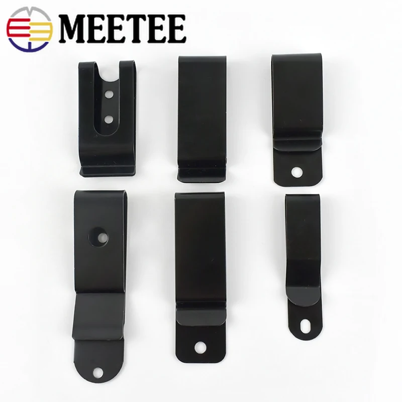 Meetee 5/10Pcs Black Metal Spring Buckles Belt Holster Sheath Clip Clasp for Pocket Wallet Key Hooker DIY Waist Clips with Screw