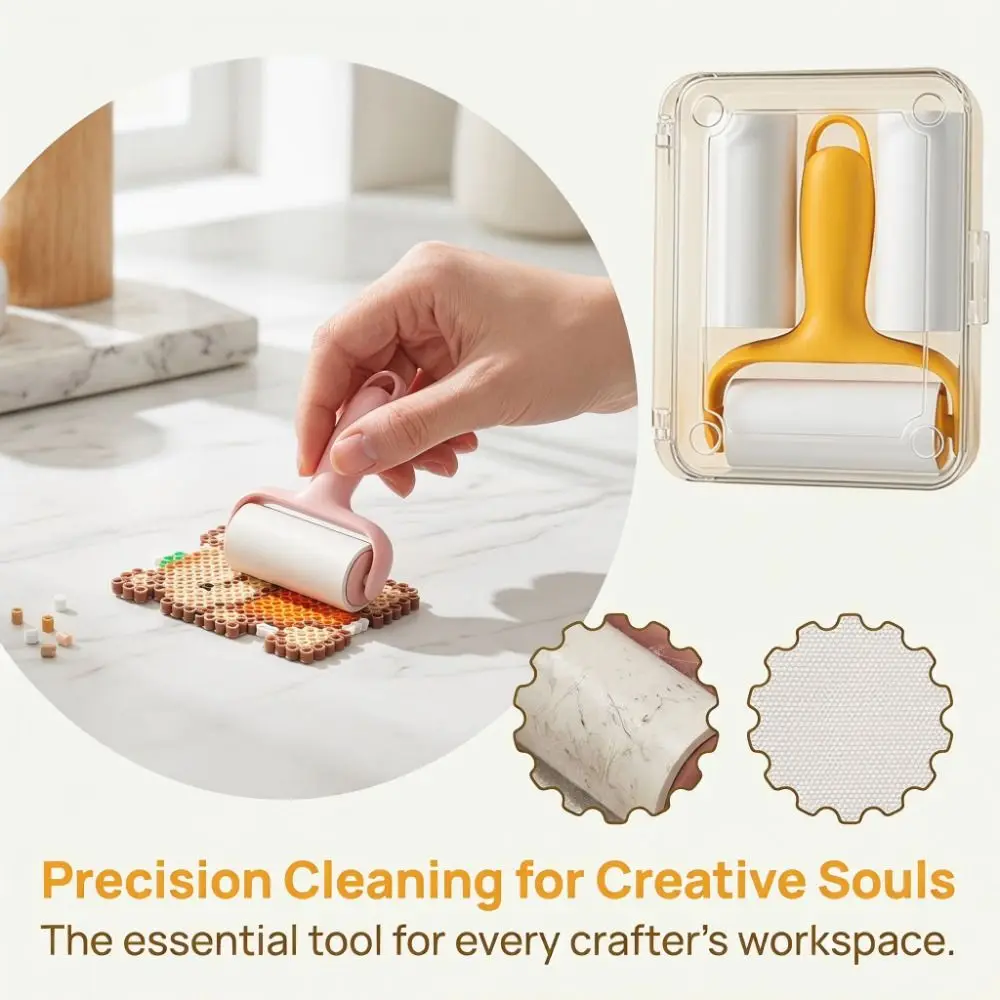 Mini rouleau anti-peluches extra-adhésif, rouleau dépoussiérant pour poils d'animaux, type déchirable, réutilisable, rouleau de nettoyage pour tampons à ongles