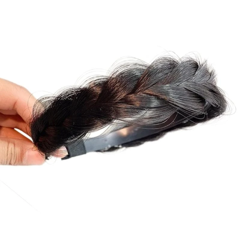 

652F Women's Braided Hair Band High Elasticity Hairpiece Fashionable Hair Accesories Hairband for Girls Natural Look