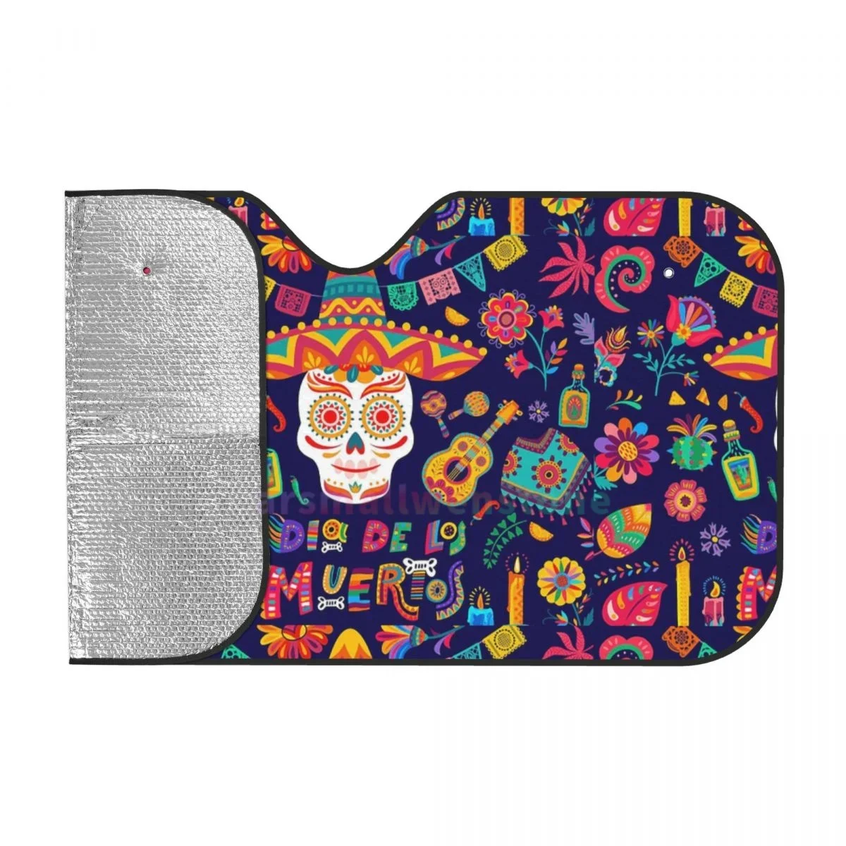 Day Of The Dead Car Reflective Sun Blocker Fits Small Sedans, Mini SUVs Standard Sunshade Car Accessories