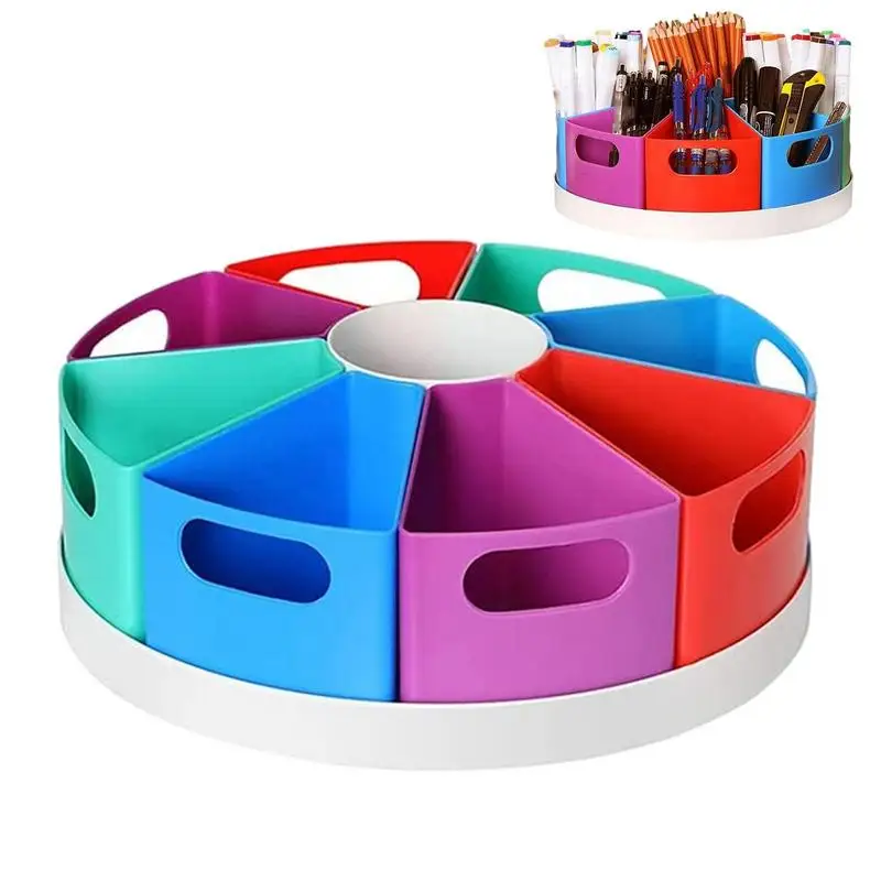 Desk Organizer For Kids Colorful Rotating Art Supplies Organizer Desk Organizers Pen Holder With Removable Bins For Art Supplies