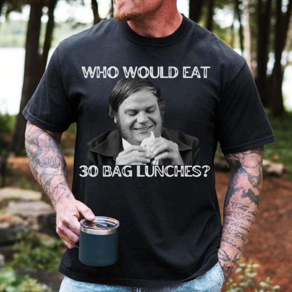 من سيفعل أكل حقيبة غداء 30؟ كريس فارلي التي شيرت قمصان مضحكة للرجال بيلي ماديسون فيلم إقتباس قميص الشارع قمم الموضة