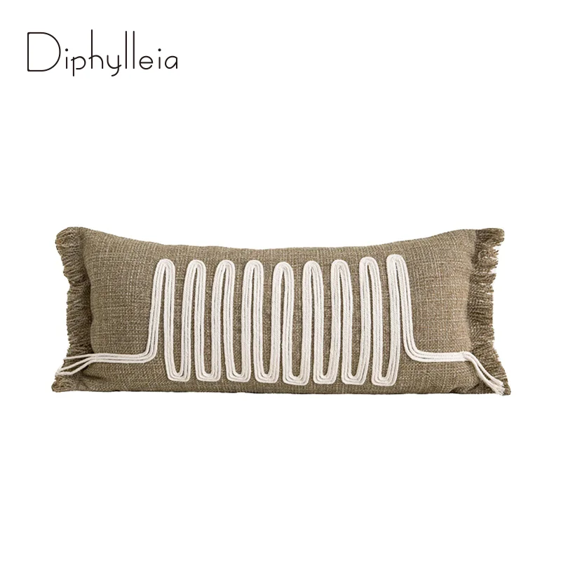 

Diphylleia Middle Eastern Style Inspired Hemp Texture Long Pillow Cover Modern Geometry Luxury Furnishing Cushion Case 30x65cm