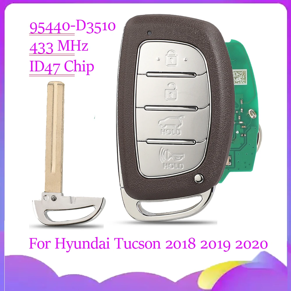 

jingyuqin New 95440-D3510 4Buttons Smart Car Key Remote Keyless Card 433MHz ID47 TQ8-FOB-4F11 For Hyundai Tucson 2018 2019 2020
