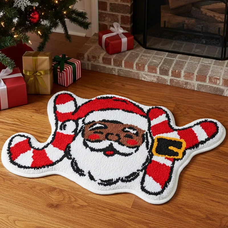 Kids Outdoor Flooring - VIKAMA Xmas Santa Shaped Rug Candy