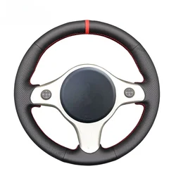Black Faux Leather Car Steering Wheel Cover for Alfa Romeo 159 2005-2012 Brera Spider Sportwagon 2006-2011