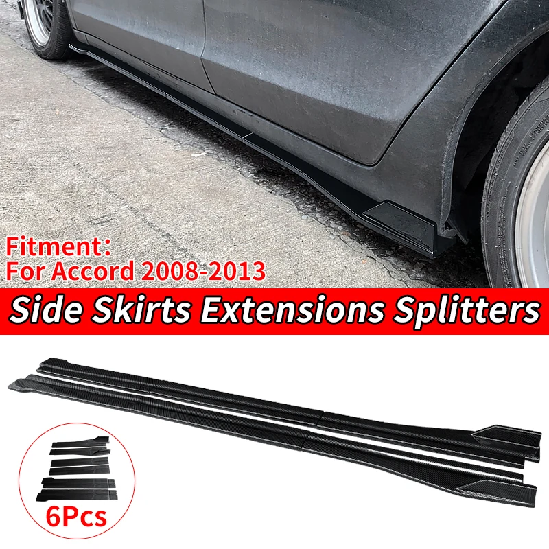 

High Quality Car Side Skirts Extensions Splitters Bumper Diffuser Spoiler Aprons Accessories CarbonFor Honda Accord 2008-2013