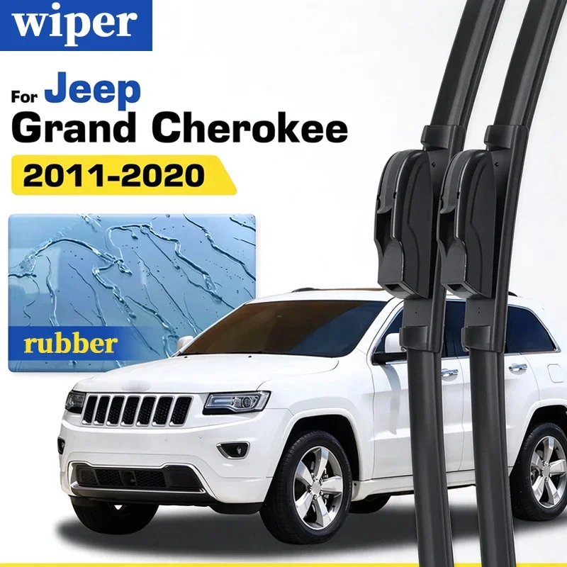 Rubber LHD&RHD Front Wiper Blades Set For Jeep Grand Cherokee MK4 2011-2020 Coated Windshield Window Brushes
