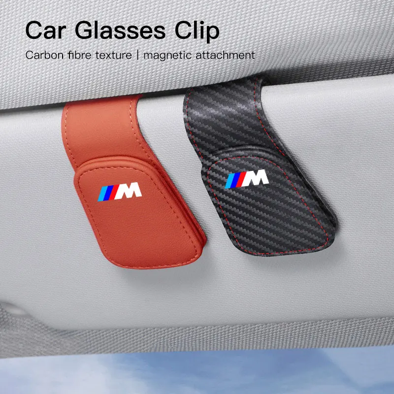 Car Sun Visor Magnetic Leather Sunglasses Clip For BMW M Performance E46 E90 E60 F20 X1 F10 F30 X3 E70 E87 E36 G11 X view 2