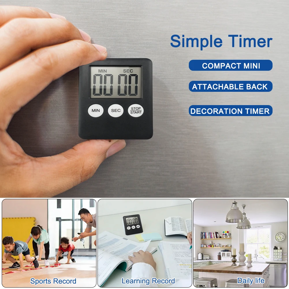 Digital Electronic Kitchen Timer Multi-Function Electronic Timer Stopwatch Mini Magnetic for Sports Exercise Baking Cooking