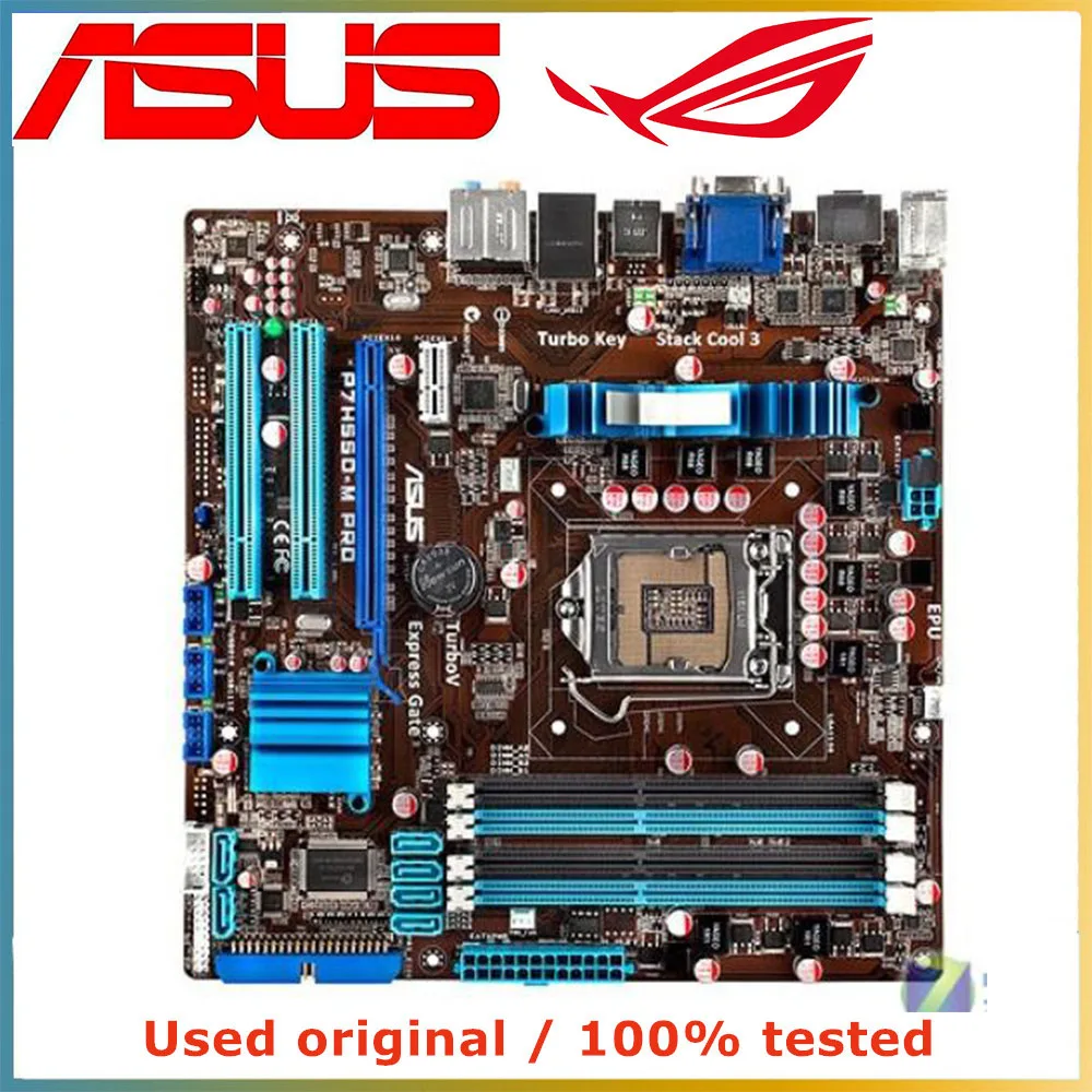 

Для Intel H55 для ASUS P7H55D-M PRO Материнская плата для компьютера LGA 1156 DDR3 16G десктопная материнская плата SATA II PCI-E 2,0 X16