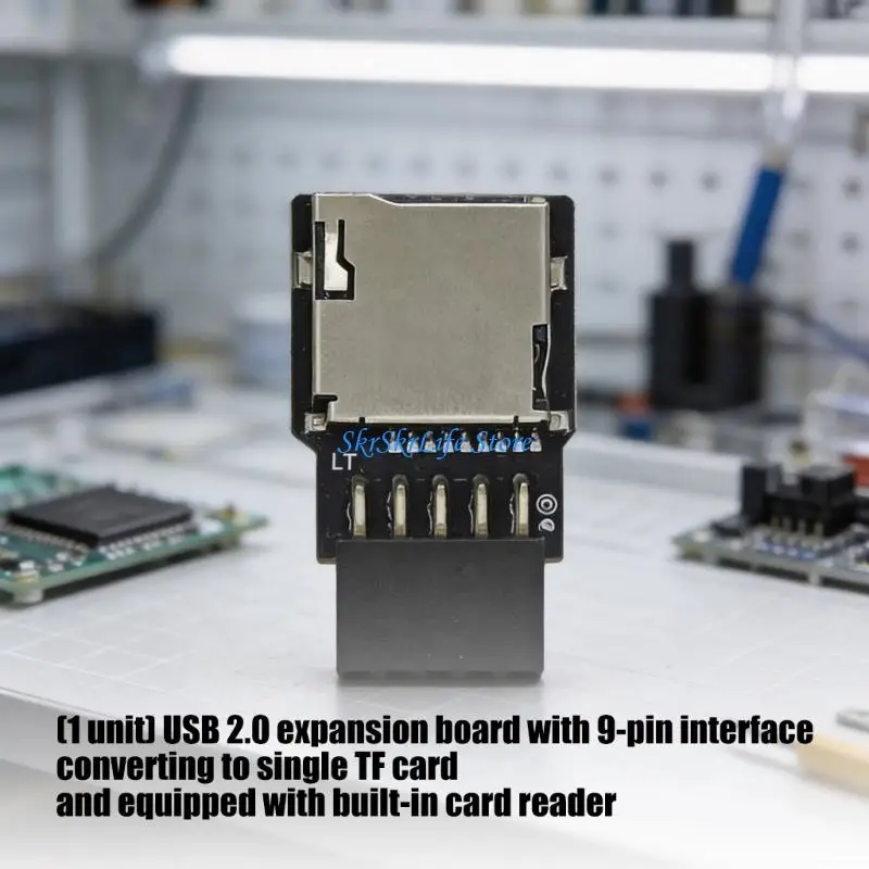 E65E USB2.0 Expansion Board With Single TF Card Reader 9Pin Interfaces For PC Laptop Data Transfer