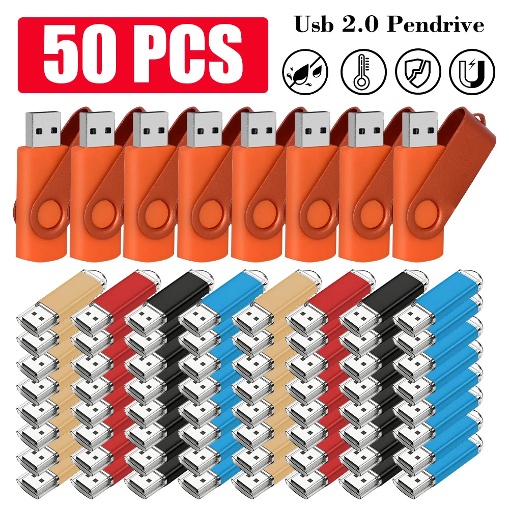 50PCS/lot USB Stick Mini Pen Drive USB Flash Drives 4GB 2GB 1GB Pendrive 64gb 32gb 16gb Metal Disk Cle USB Free Custom Logo