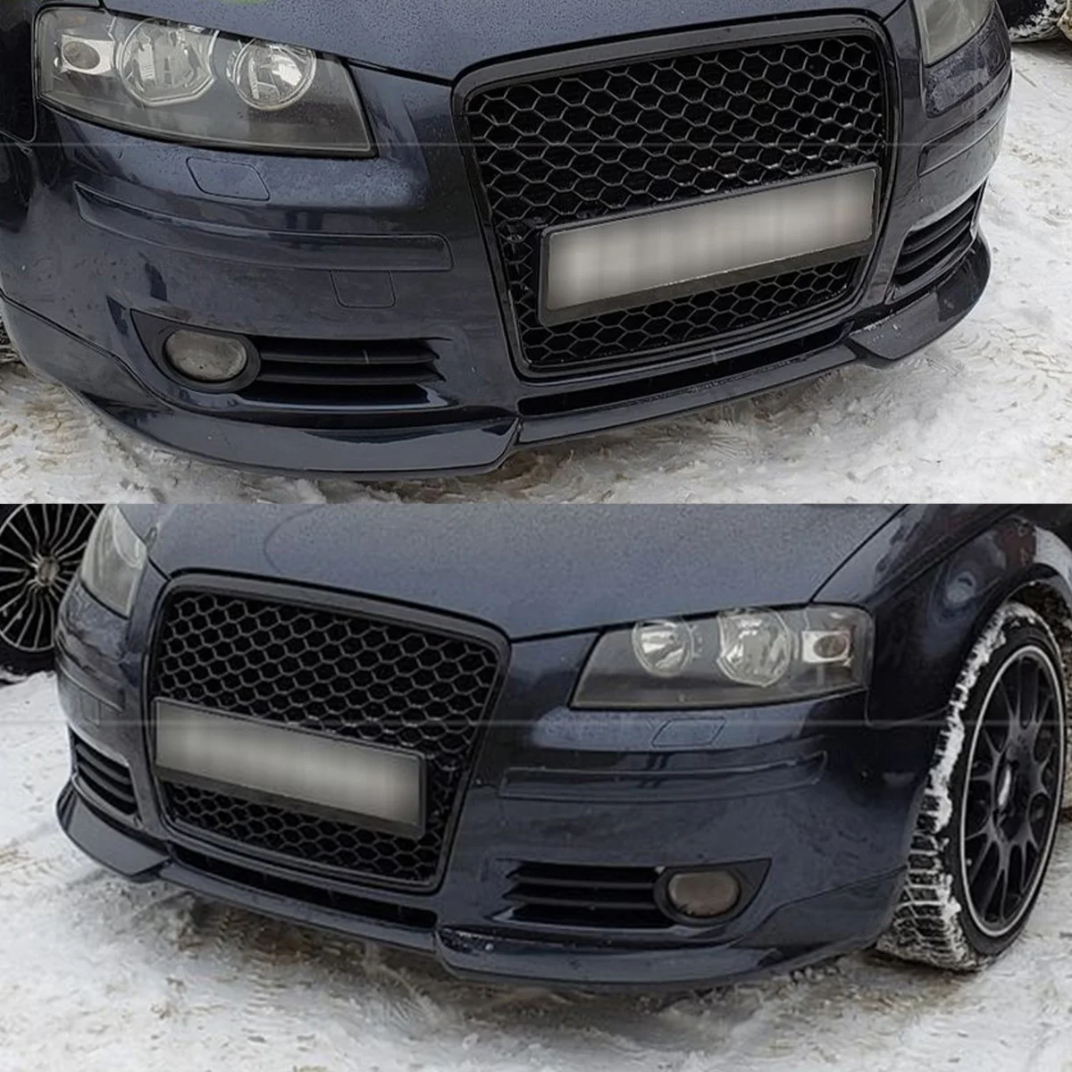 Griglia paraurti compatibile con Audi A3 8P 8PA 2003-2008, stile RS, a nido d'ape, per presa d'aria del radiatore anteriore, nero lucido