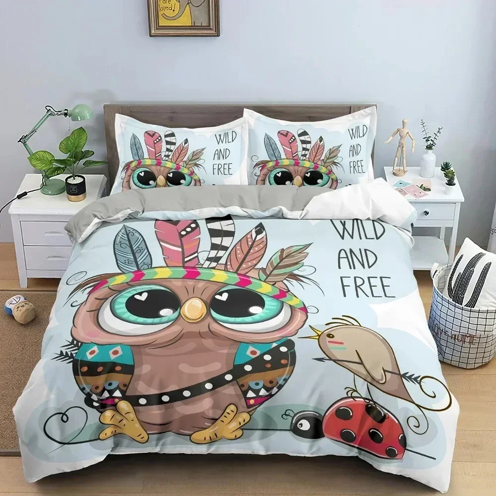 

Cartoon Owl Bedding Set Boys Girls Twin Queen Size Duvet Cover Pillowcase Bed Kids Adult Fashion Home Textileextile bedding Set