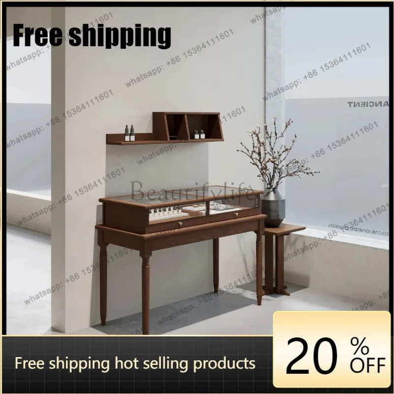 jj4 Solid wood jewelry Nakajima counter jewelry display window sample display cabinet customization
