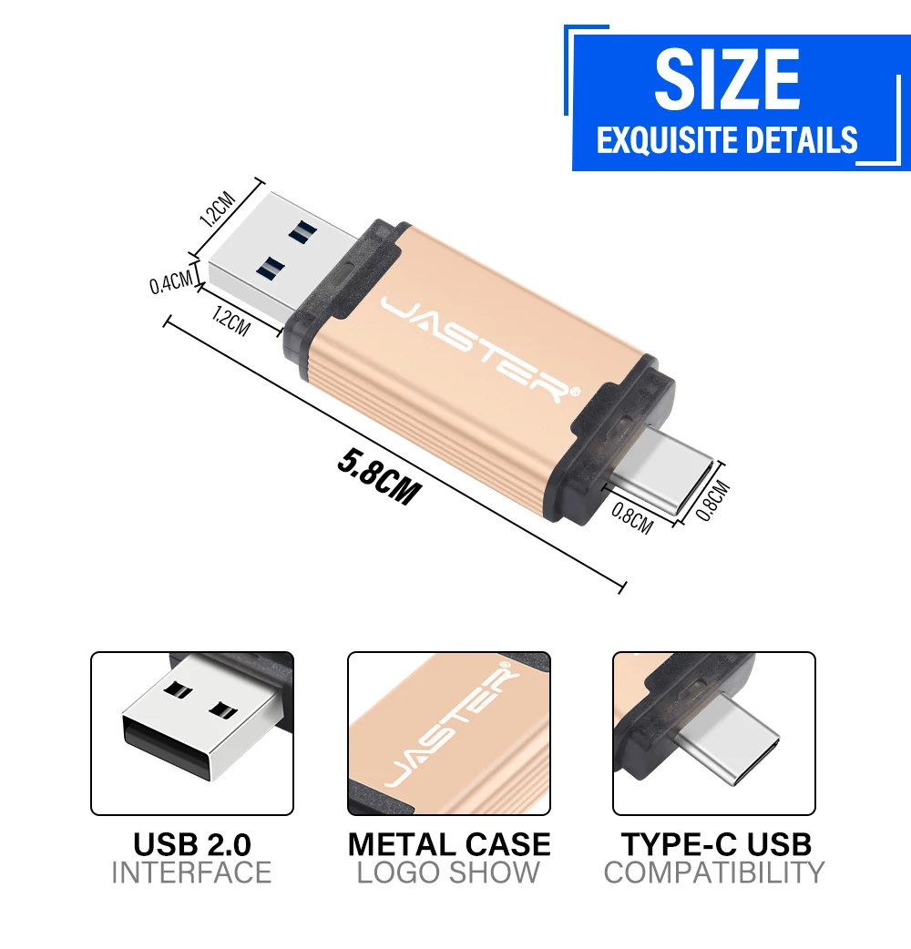 Top Quality USB Flash Drives 128GB 64GB Pen Drive Real Capacity Pendrive 8GB Type-c 2 IN 1 Memoria USB Stick 8G USB for Phone/PC