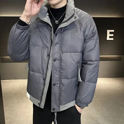 Casual 2024 Autumn Winter Men's Windproof Duck Down Jackets Outwear Stand Collar Warm Puffer Coat Solid Loose Down Garment Parka