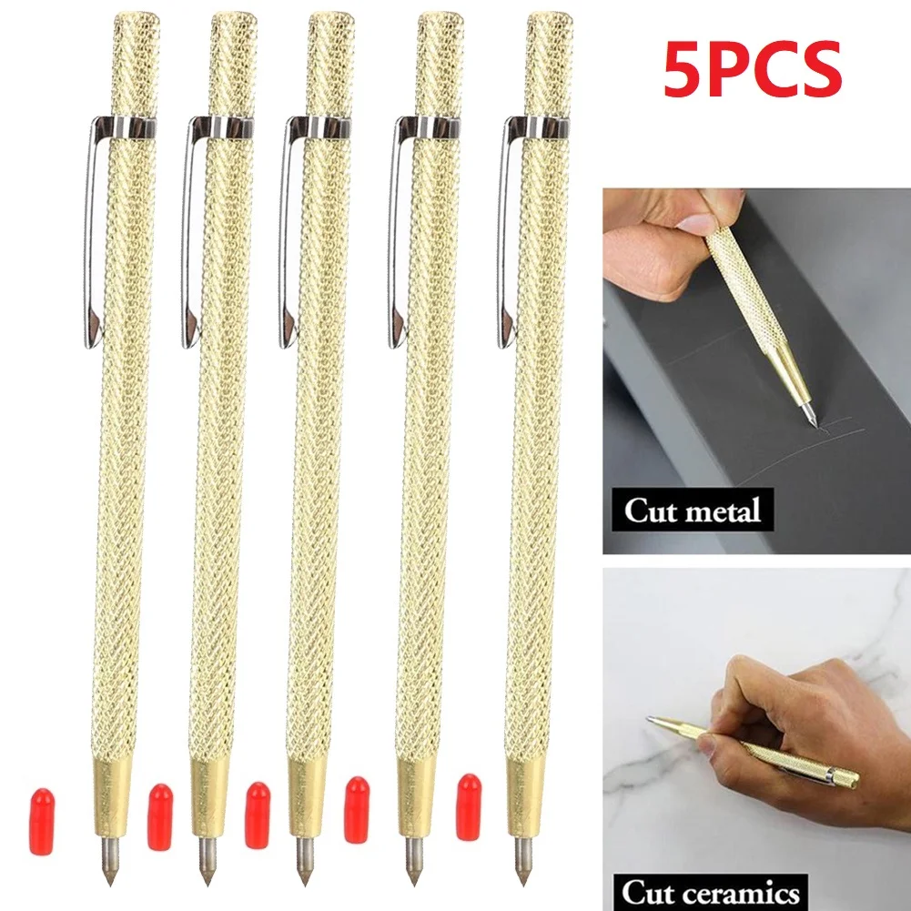 1/5Pcs Metal Tile Cutting Pen Carbide Tip Scriber Pen Marking Engraving Pen For Ceramic Wood Carving Metal Plate Glass Marker