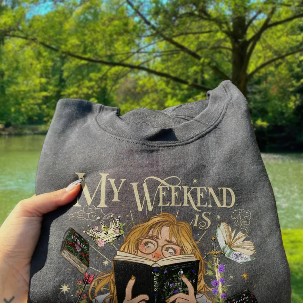 Damska koszulka bawełniana z serii Powerless, koszulka na weekend w pełni zarezerwowana, prezent dla miłośniczki książek, koszulka Kai i Paedyn, modne crop topy