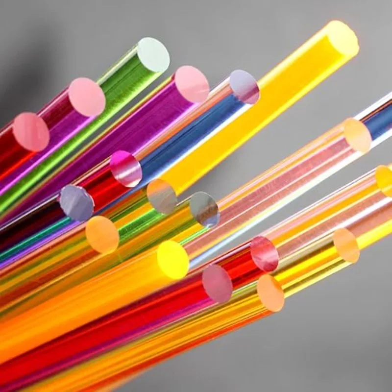 قضيب دائري من الأكريليك، 24 قطعة، قطر 6 مم، طول 305 مم، متعدد الألوان، عصا شريط PMMA من البلاستيك الصلب، أصفر، أزرق، برتقالي، أخضر، أرجواني، أحمر