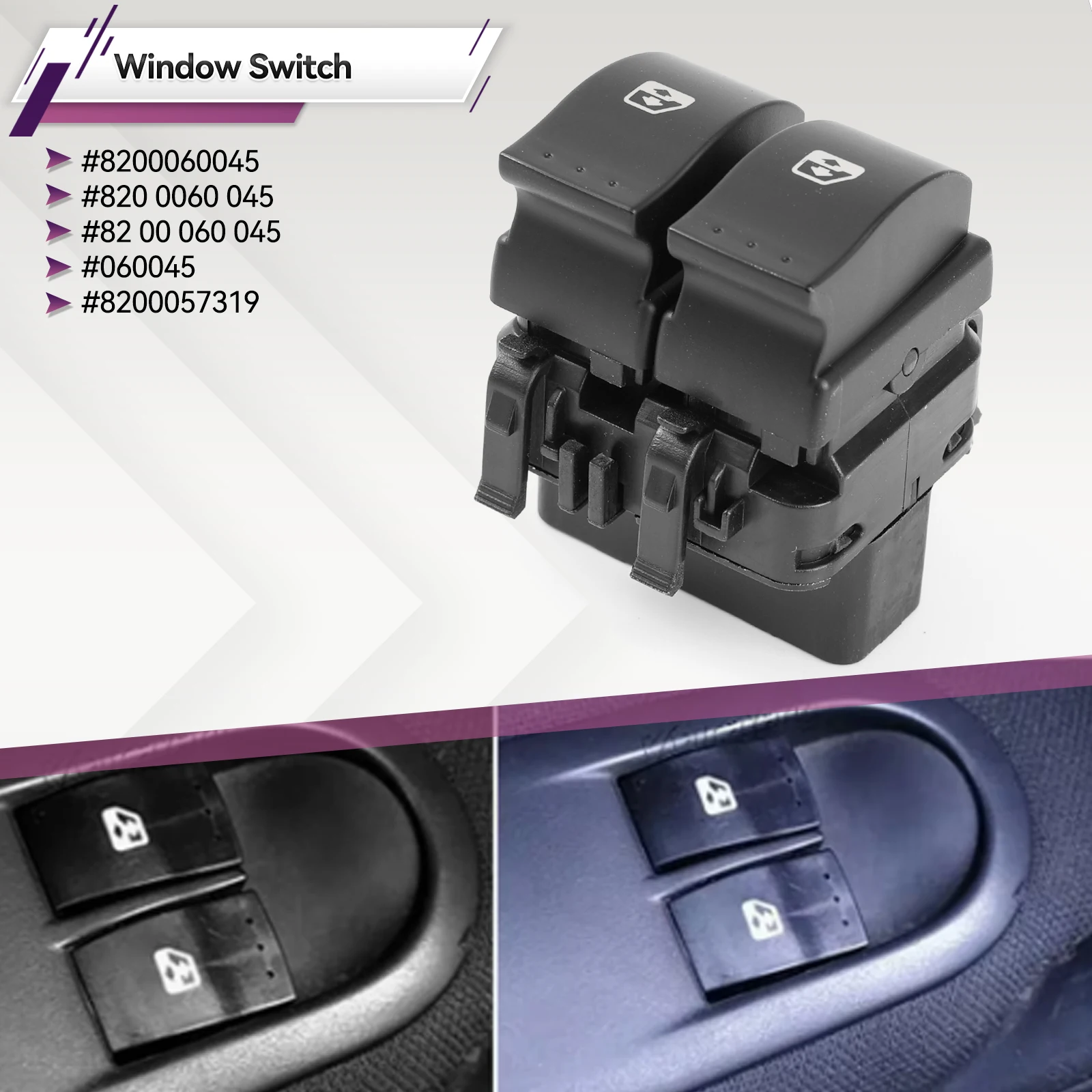 Car Electric Front Left Window Lifter Switch Control Button 8200060045 Fits For Renault Clio II 2 820047680 10 Pins 820 0060 045